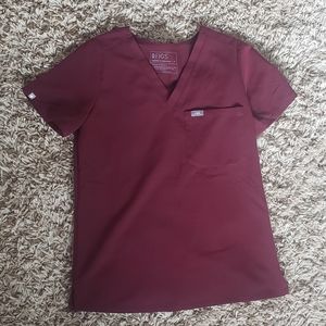 Maroon Figs XS One pocket Scrub top